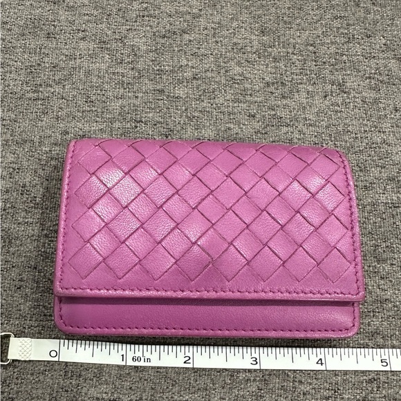 Bottega Veneta Intrecciato Weave Leather Wallet Purple - Picture 15 of 16